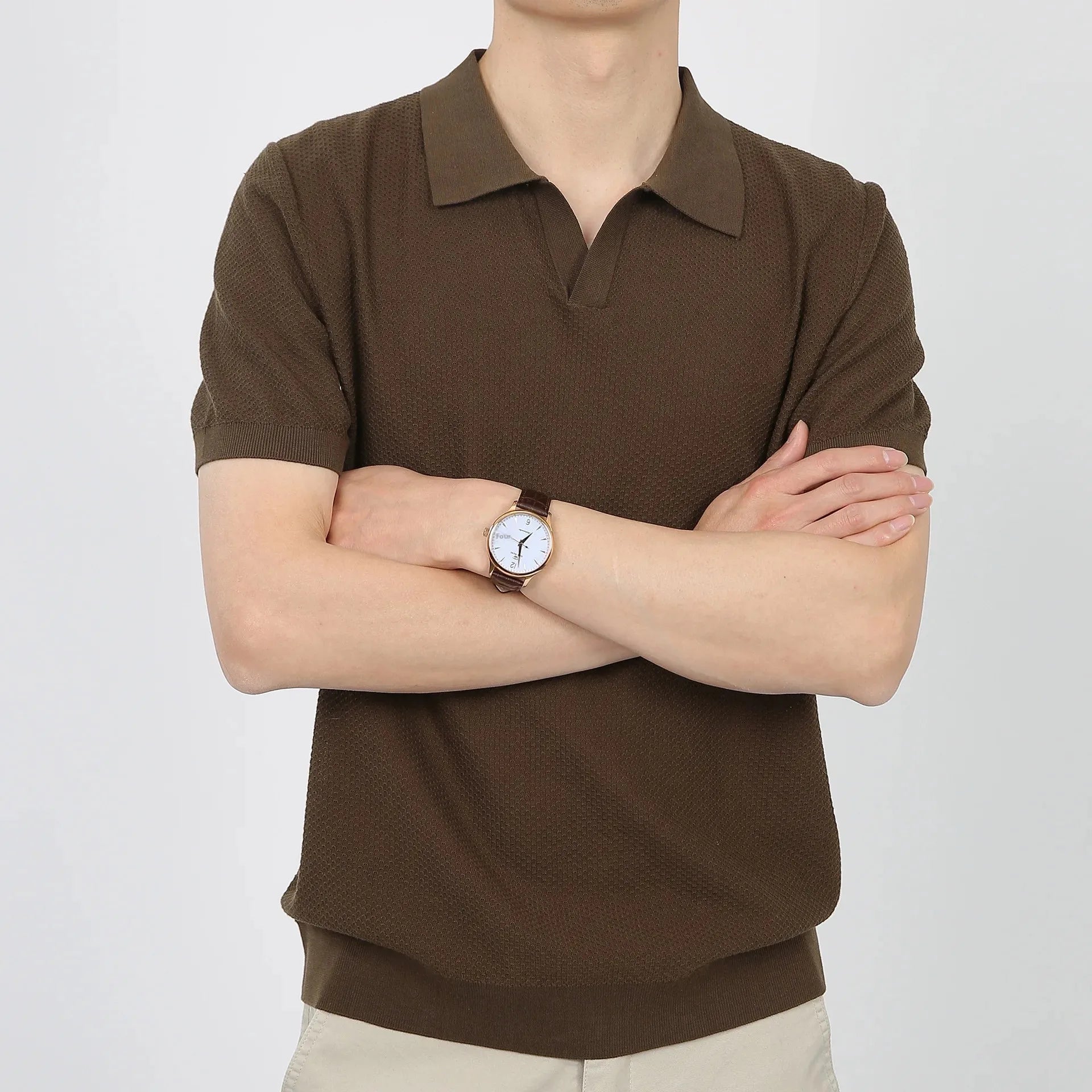Men’s Linen-Silk Knit Polo – Lightweight Summer Elegance