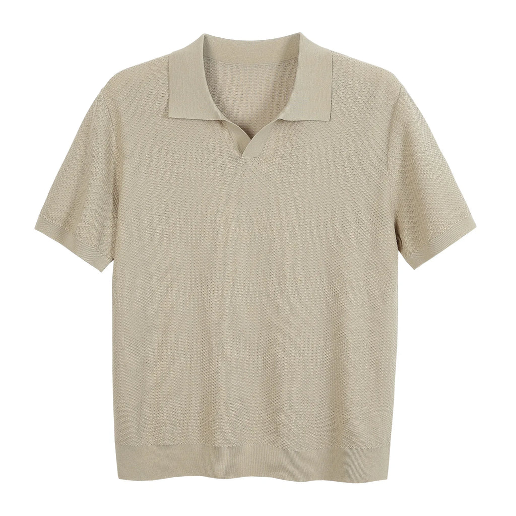 Men’s Linen-Silk Knit Polo – Lightweight Summer Elegance