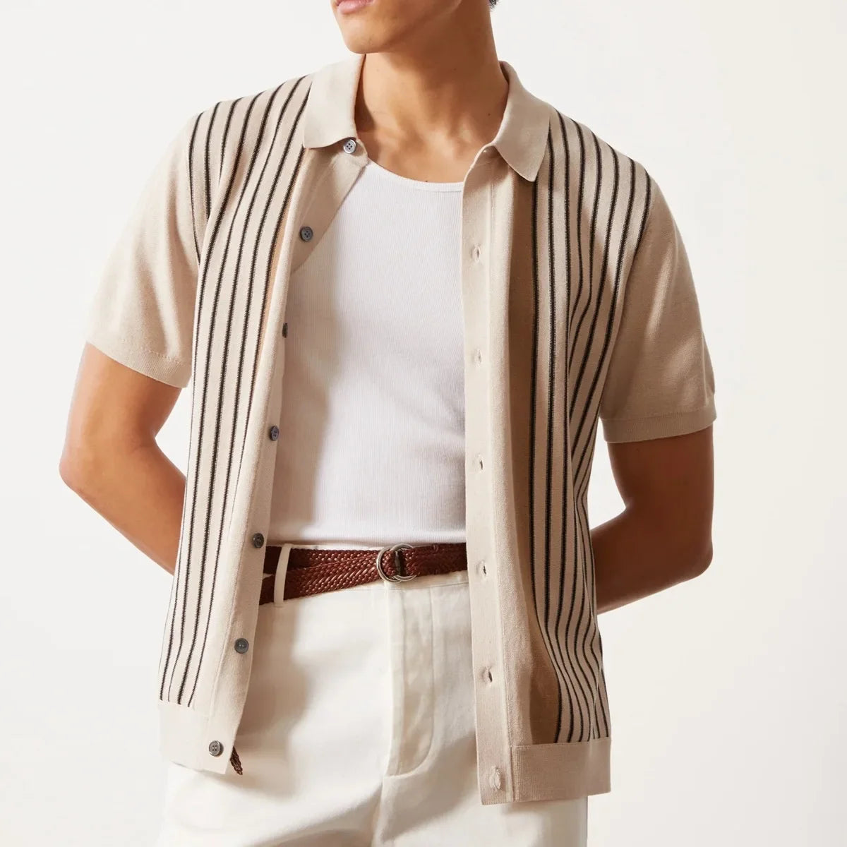 Men’s Striped Knit Shirt – Short Sleeve Summer Classic