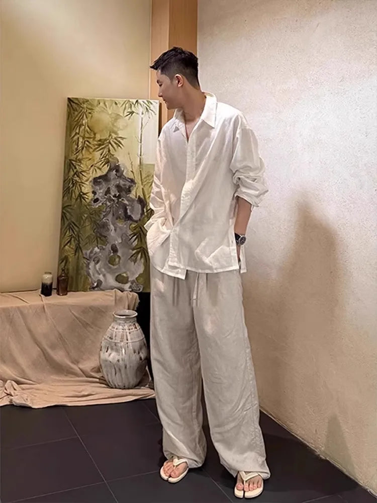 Men’s Linen-Silk Overshirt – Lightweight Long Sleeve Classic