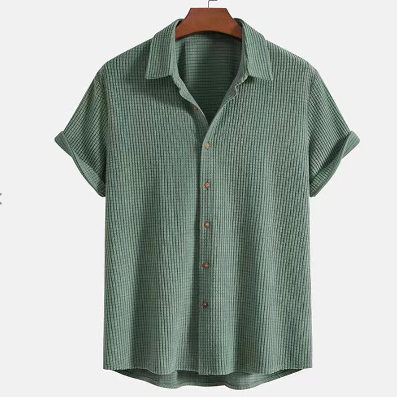 Men’s Woven Summer Set – Textured Shirt & Shorts