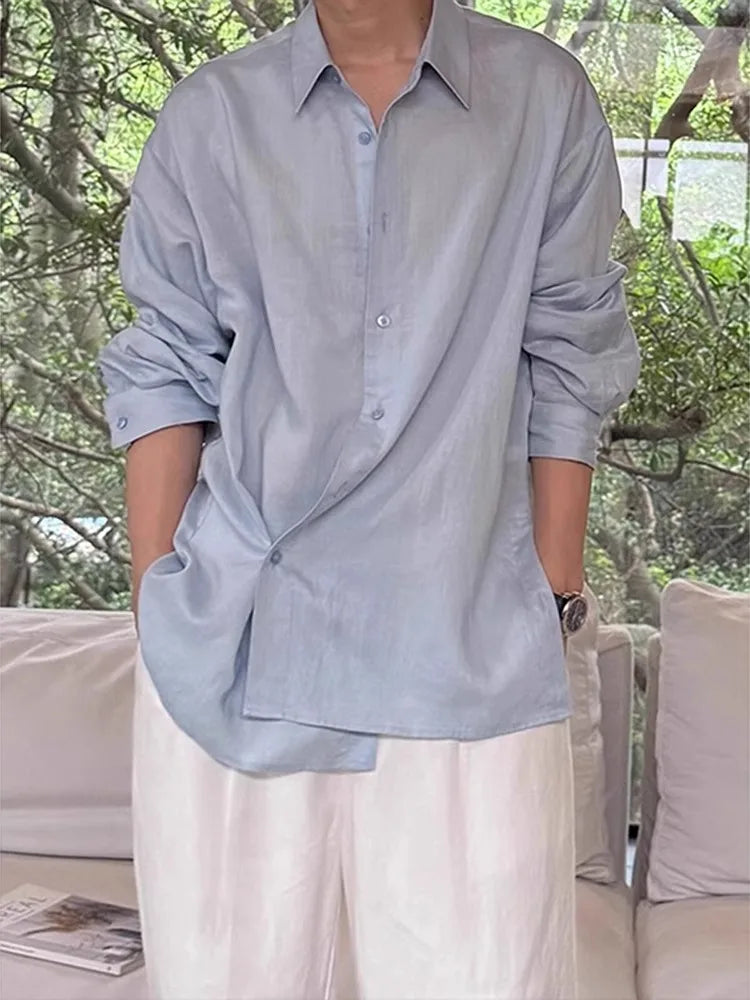 Men’s Linen-Silk Overshirt – Lightweight Long Sleeve Classic