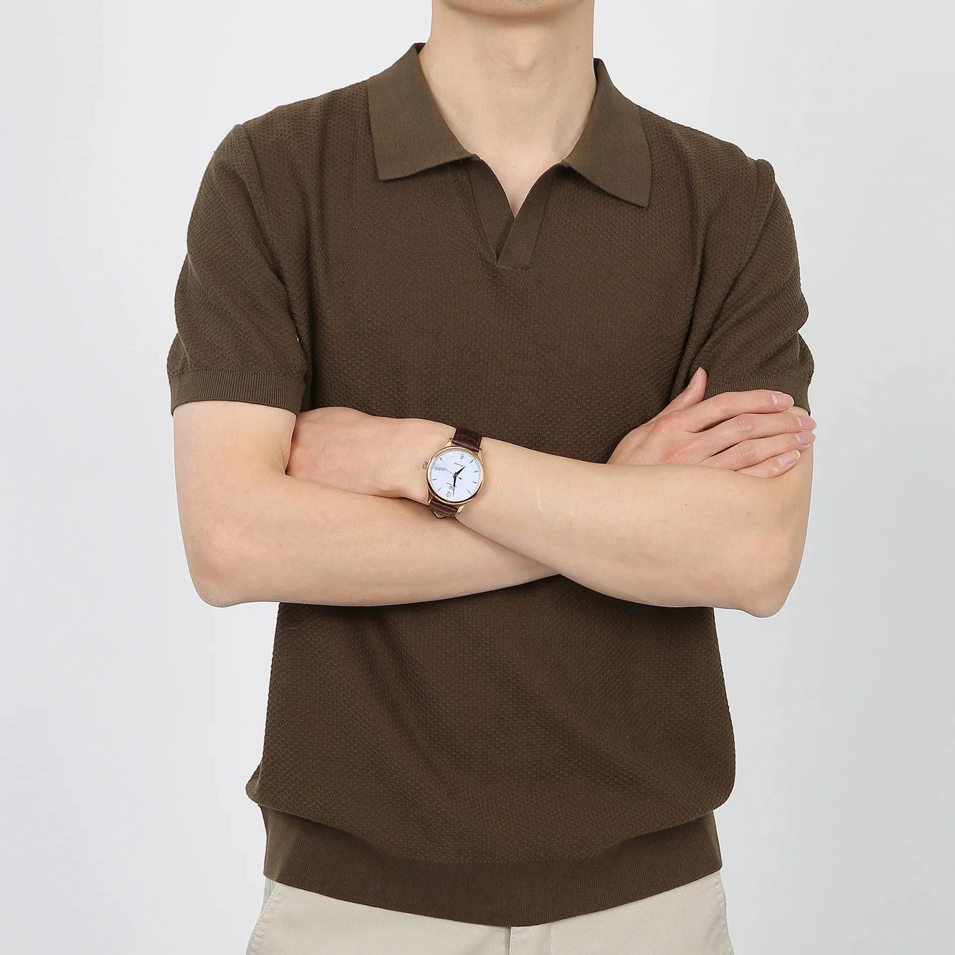 Men’s Linen-Silk Knit Polo – Lightweight Summer Elegance