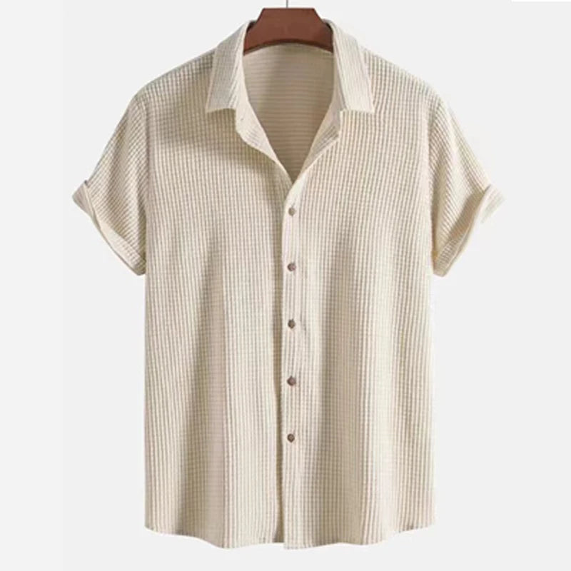 Men’s Woven Summer Set – Textured Shirt & Shorts