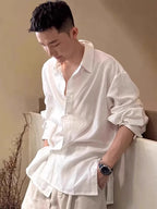 Men’s Linen-Silk Overshirt – Lightweight Long Sleeve Classic