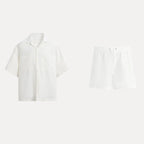 Men’s Tailored Linen Set – Relaxed Shirt & Drawstring Shorts