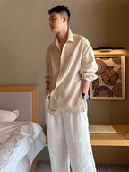 Men’s Linen-Silk Overshirt – Lightweight Long Sleeve Classic